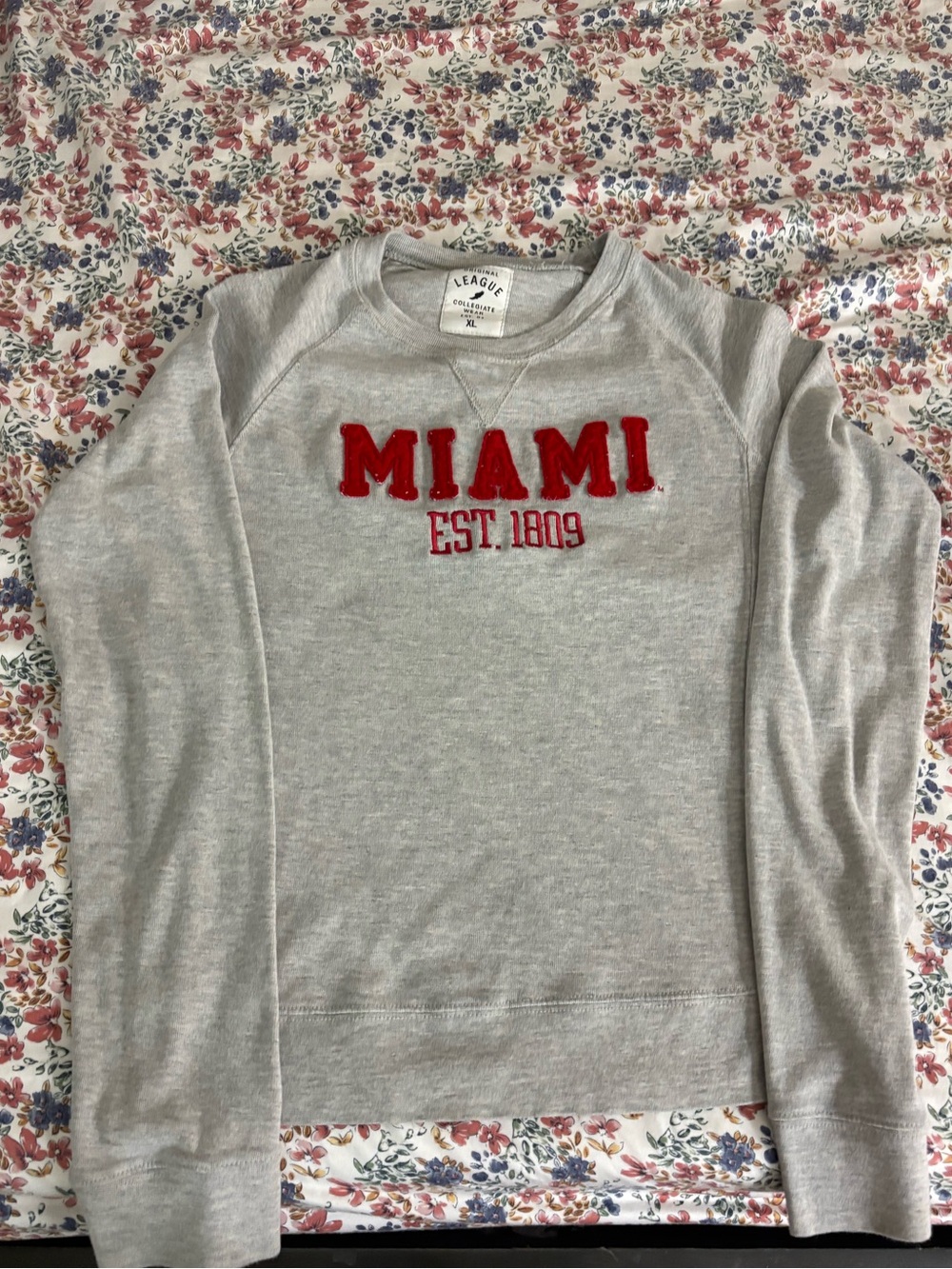 Kids League Gray Crewneck Sweatshirt with Red 'MIAMI'